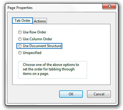 Image demonstrates the changes required in the page properties dialog box.